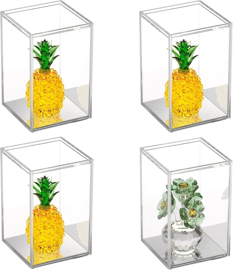 TPGP OGANAZI 4 Pack Clear Acrylic Stackable Display Boxes with Sliding Lid and Mirror Bottom - Image 1