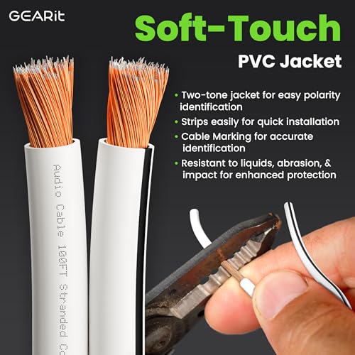 GearIT 12AWG Speaker Wire, GearIT Pro Series 12 AWG Gauge Speaker Wire Cable (100 Feet / 30.48 Meters) Great Use for Home Theater Speakers and Car Speakers White - Image 2