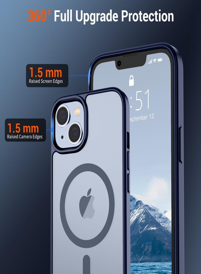 استلق جراب SUPFINE المغناطيسي لهاتف iPhone 15 Plus و iPhone 14 Plus (متوافق مع MagSafe) (حماية من السقوط من ارتفاع 3 أمتار وفقًا للمعايير العسكرية) جراب هاتف نحيف وشفاف مقاوم للصدمات، أزرق داكن - Image 4