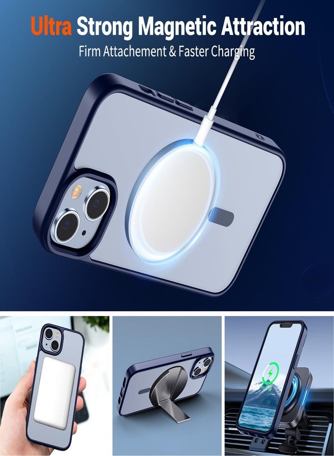 استلق جراب SUPFINE المغناطيسي لهاتف iPhone 15 Plus و iPhone 14 Plus (متوافق مع MagSafe) (حماية من السقوط من ارتفاع 3 أمتار وفقًا للمعايير العسكرية) جراب هاتف نحيف وشفاف مقاوم للصدمات، أزرق داكن - Image 5