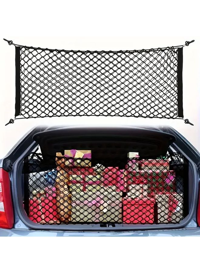 Black Heavy Duty Car Trunk Organizer Retractable Cargo Net with Hooks for SUVs Sedans Trucks - Image 1