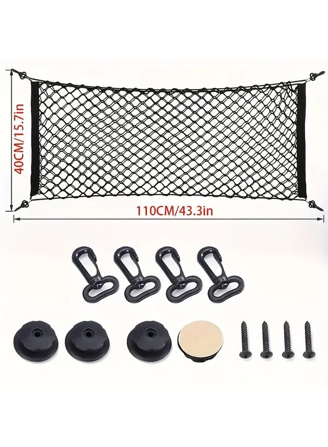 Black Heavy Duty Car Trunk Organizer Retractable Cargo Net with Hooks for SUVs Sedans Trucks - Image 2