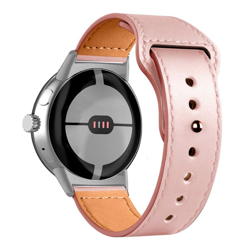 For Google Pixel Watch 1 / 2 / 3 41Mm Reverse Buckle Genuine Leather Watch Band(Pink) - Image 3