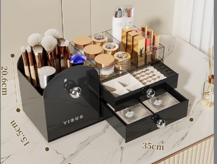 Seadra Deluxe Cosmetics Organizer Box Spacious Storage for Makeup Jewelry and Accessories Reasonable Sorting Perfect for Indoor Vanity and Bathroom Countertops - Image 3