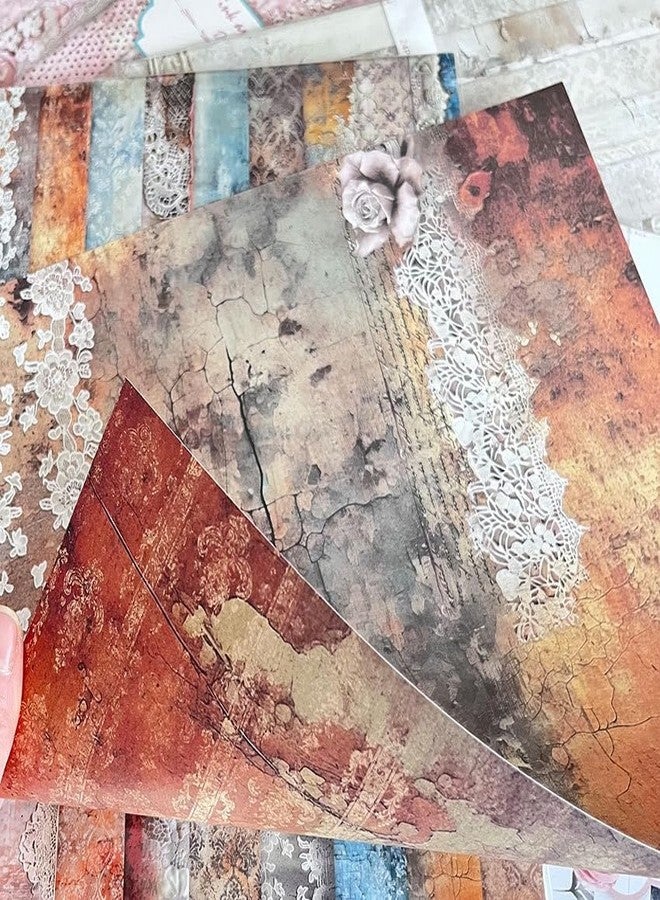 iKammo Vintage Lace Pattern Scrapbook Paper Pad 12×12,24 Sheets Double-Sided Coffee Floral Scrapbooking CardStock Paper Pad for Holiday Cardmaking DIY Junk Journal Origami Papers. - Image 2