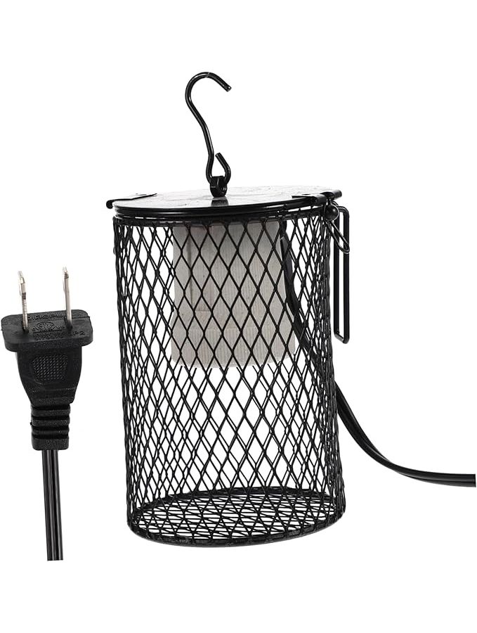 DOITOOL Reptile Heating Lamp Shade Guard for Parrots Turtles Lizards Easy Install Metal Cover High Temperature Versatile Use Heating Lamps Compatible Black 7X7X10.5CM - Image 1