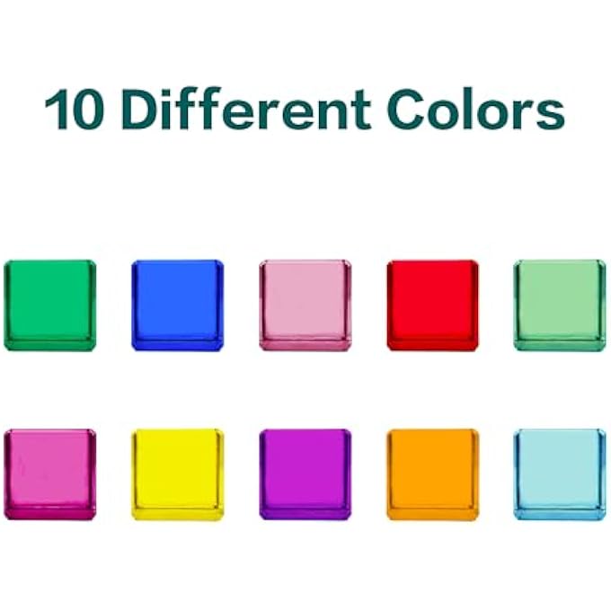 PACK OF 10 RAINBOW ACRYLIC BUILDING BLOCKS, COLOURFUL GEMSTONE CUBES, LIGHTWEIGHT BUILDING BLOCKS, STACKING TOY, EDUCATIONAL TOY FOR CHILDREN FROM 3 YEARS - Image 5