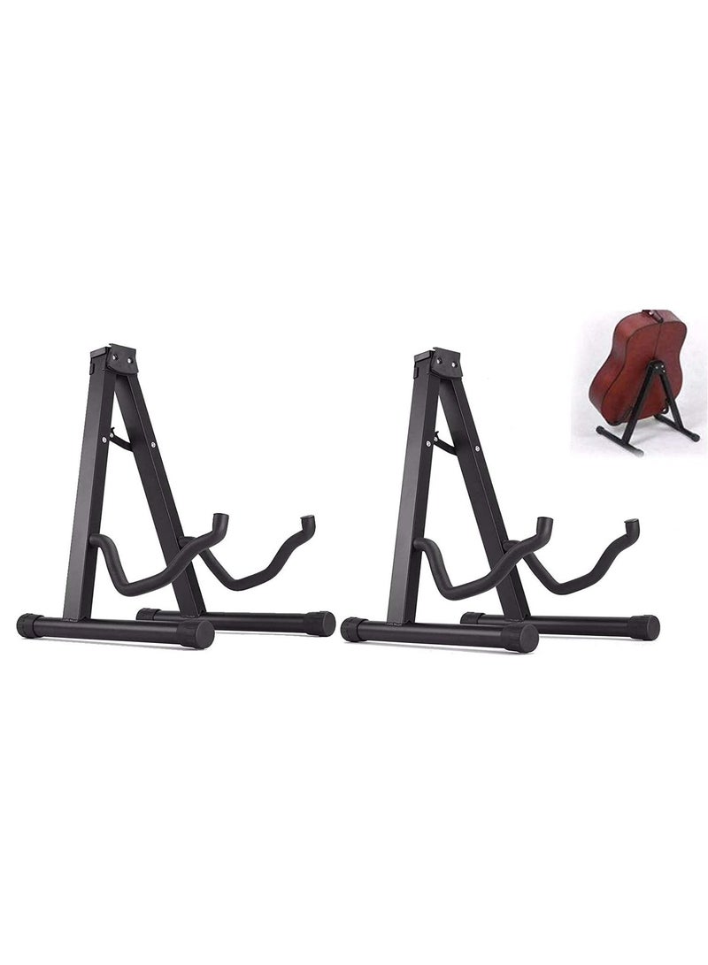 Rubik Guitar Stand for Acoustic and Electric Guitars with Secure Lock Universal Folding Lightweight Portable A-frame Guitar Bass Cello Stringed Instrument Holder Stand (2 Pack) - Image 1
