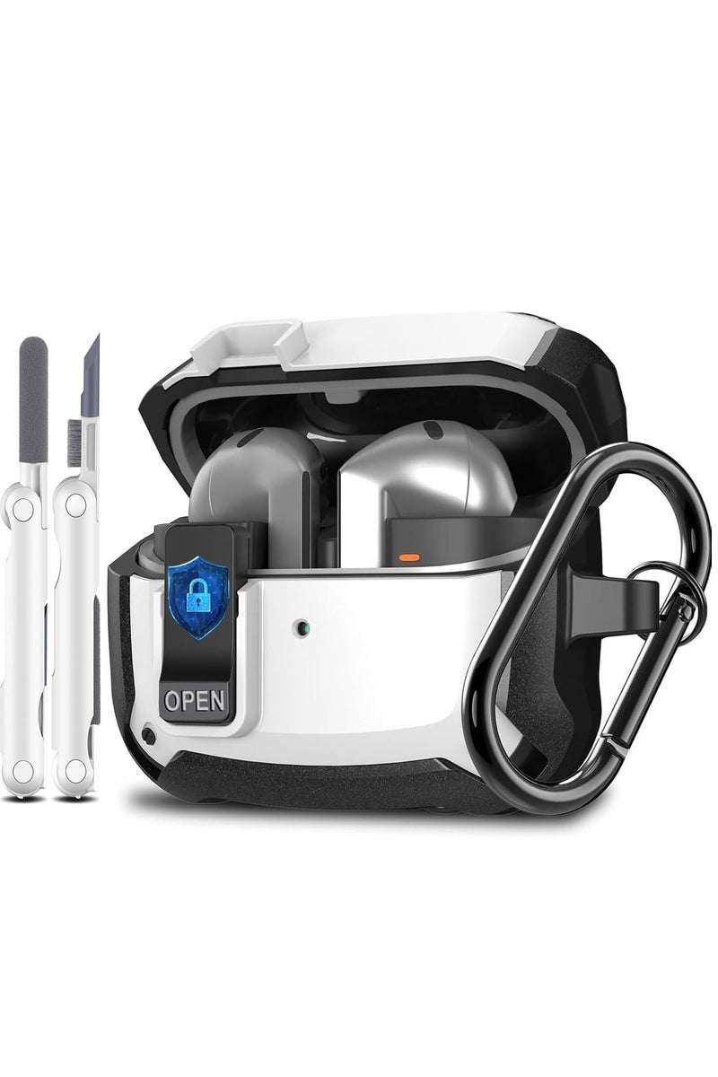 أنيوغرو حافظة Galaxy Buds 3 Pro/Buds 3 لحماية كاملة للجسم (مع قفل أمان)، مقاومة للصدمات والسقوط، غلاف حماية صلب مع قفل أمان ومجموعة تنظيف لممارسة الرياضة أثناء التنقل - Image 1