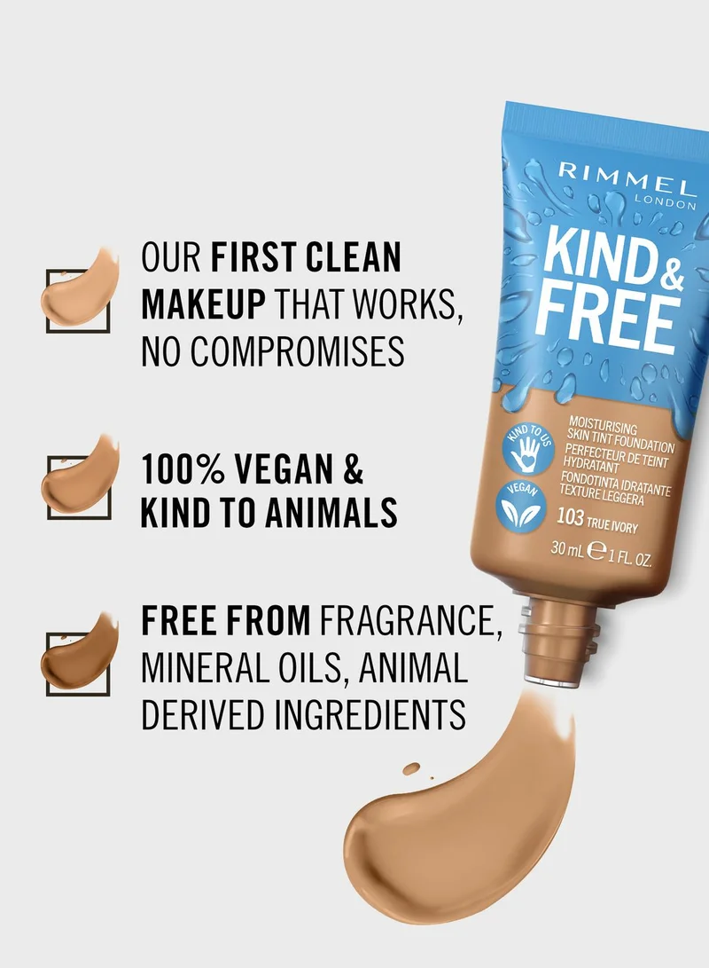 RIMMEL LONDON Kind & Free Skin Tint Foundation - 103 - True Ivory, 30ml