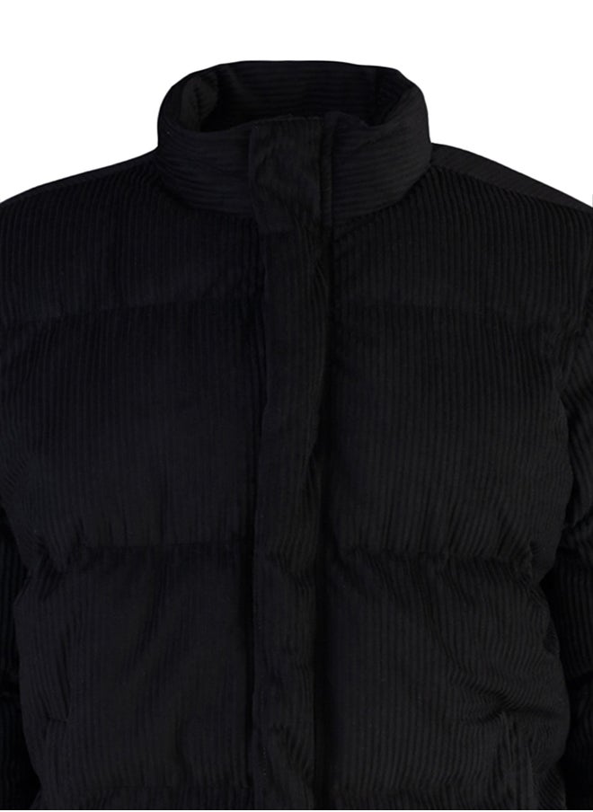 trendyol - Black Regular Fit Stand Collar Corduroy Puffer Winter Coat TMNAW22MO0182 - Image 1