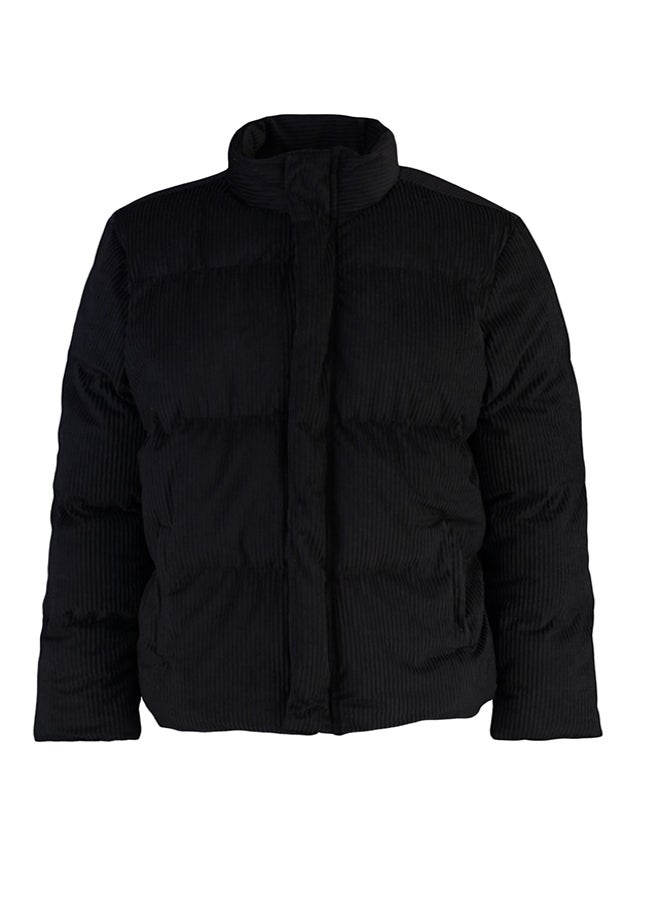 trendyol - Black Regular Fit Stand Collar Corduroy Puffer Winter Coat TMNAW22MO0182 - Image 1