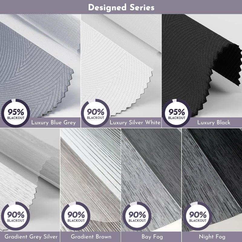 Graywind Zebra Blinds 100% Blackout Horizontal Light Filtering Cordless Window Shades Roller Blinds with Valance for Home and Office (Zebra Blind Fabric Samples) - Image 4