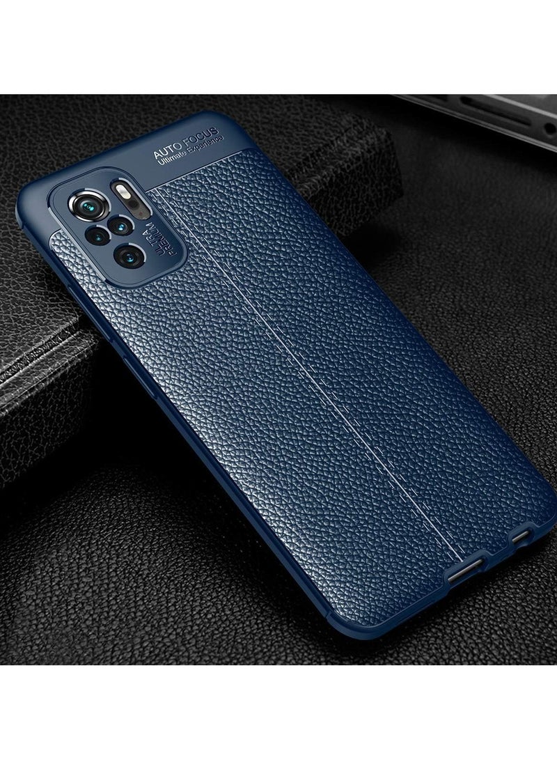 GOLDEN MASK Compatible with Xiaomi Redmi Note 10 4G Litchi Carbon Fiber Case Anti Protection (Blue) - Image 2