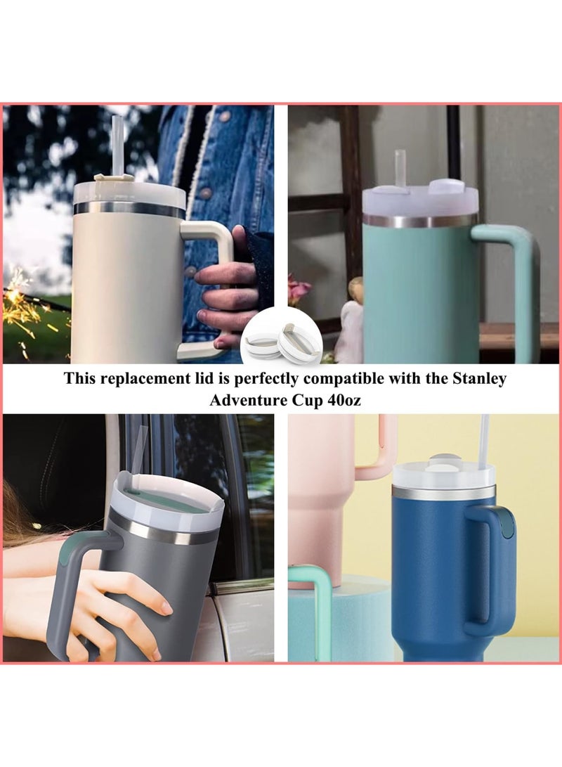 SOLARAE أغطية أكواب لستانلي أكواب 40 أونصة، عبوة 2 قابلة لإعادة الاستخدام، مقاومة للتسرب، مقاومة للرش، أغطية بديلة، تناسب ستانلي وأكواب أخرى 40 أونصة (رمادي فاتح أصفر) - Image 5