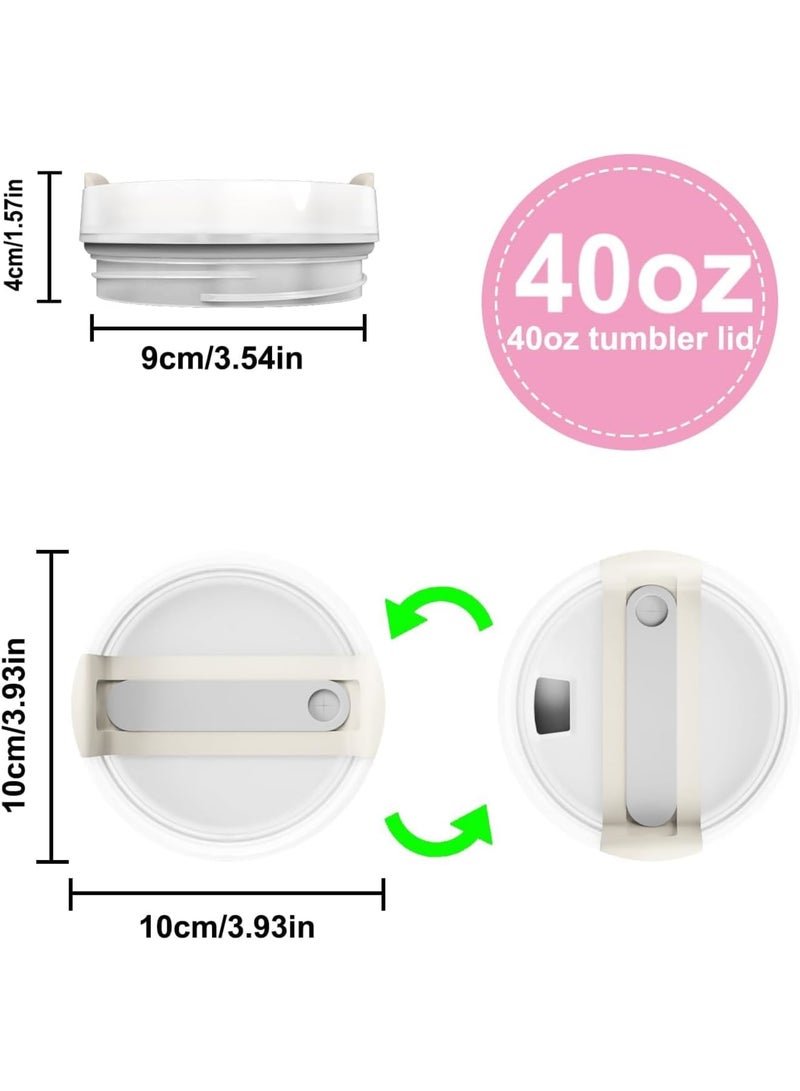 SOLARAE أغطية أكواب لستانلي أكواب 40 أونصة، عبوة 2 قابلة لإعادة الاستخدام، مقاومة للتسرب، مقاومة للرش، أغطية بديلة، تناسب ستانلي وأكواب أخرى 40 أونصة (رمادي فاتح أصفر) - Image 2