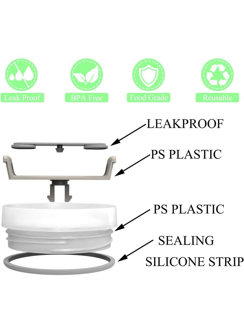 SOLARAE أغطية أكواب لستانلي أكواب 40 أونصة، عبوة 2 قابلة لإعادة الاستخدام، مقاومة للتسرب، مقاومة للرش، أغطية بديلة، تناسب ستانلي وأكواب أخرى 40 أونصة (رمادي فاتح أصفر) - Image 3