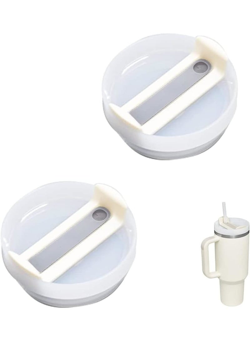 SOLARAE أغطية أكواب لستانلي أكواب 40 أونصة، عبوة 2 قابلة لإعادة الاستخدام، مقاومة للتسرب، مقاومة للرش، أغطية بديلة، تناسب ستانلي وأكواب أخرى 40 أونصة (رمادي فاتح أصفر) - Image 1