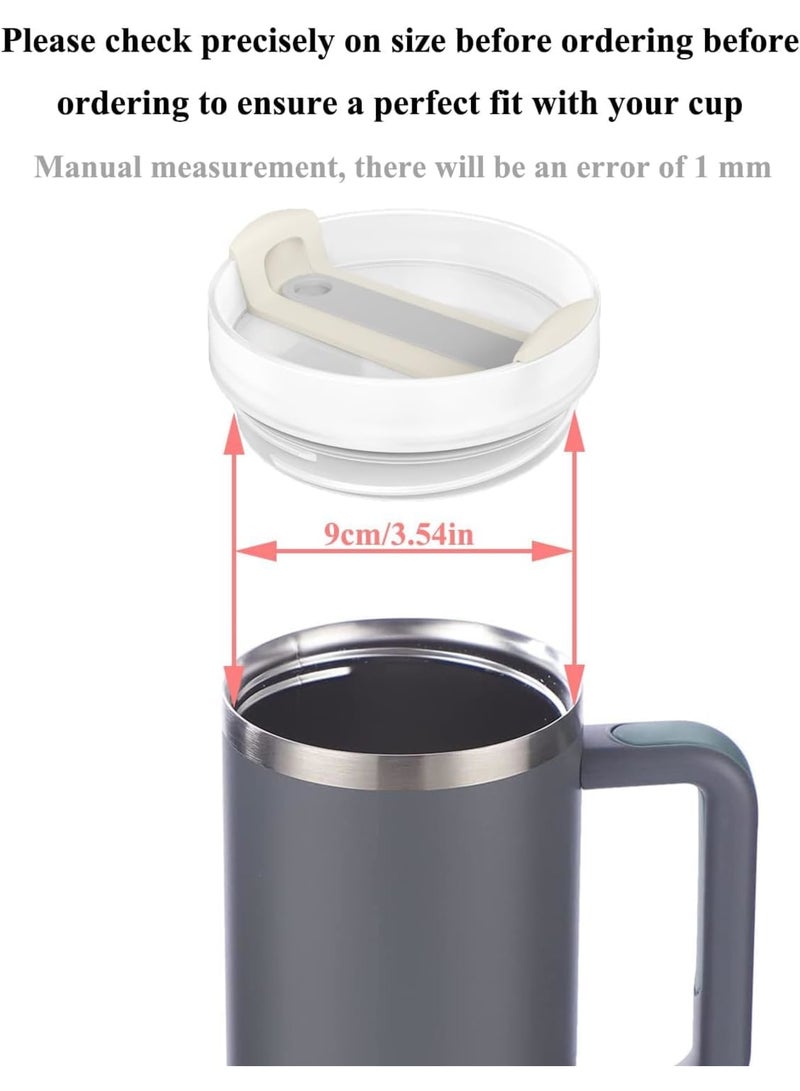 SOLARAE أغطية أكواب لستانلي أكواب 40 أونصة، عبوة 2 قابلة لإعادة الاستخدام، مقاومة للتسرب، مقاومة للرش، أغطية بديلة، تناسب ستانلي وأكواب أخرى 40 أونصة (رمادي فاتح أصفر) - Image 4