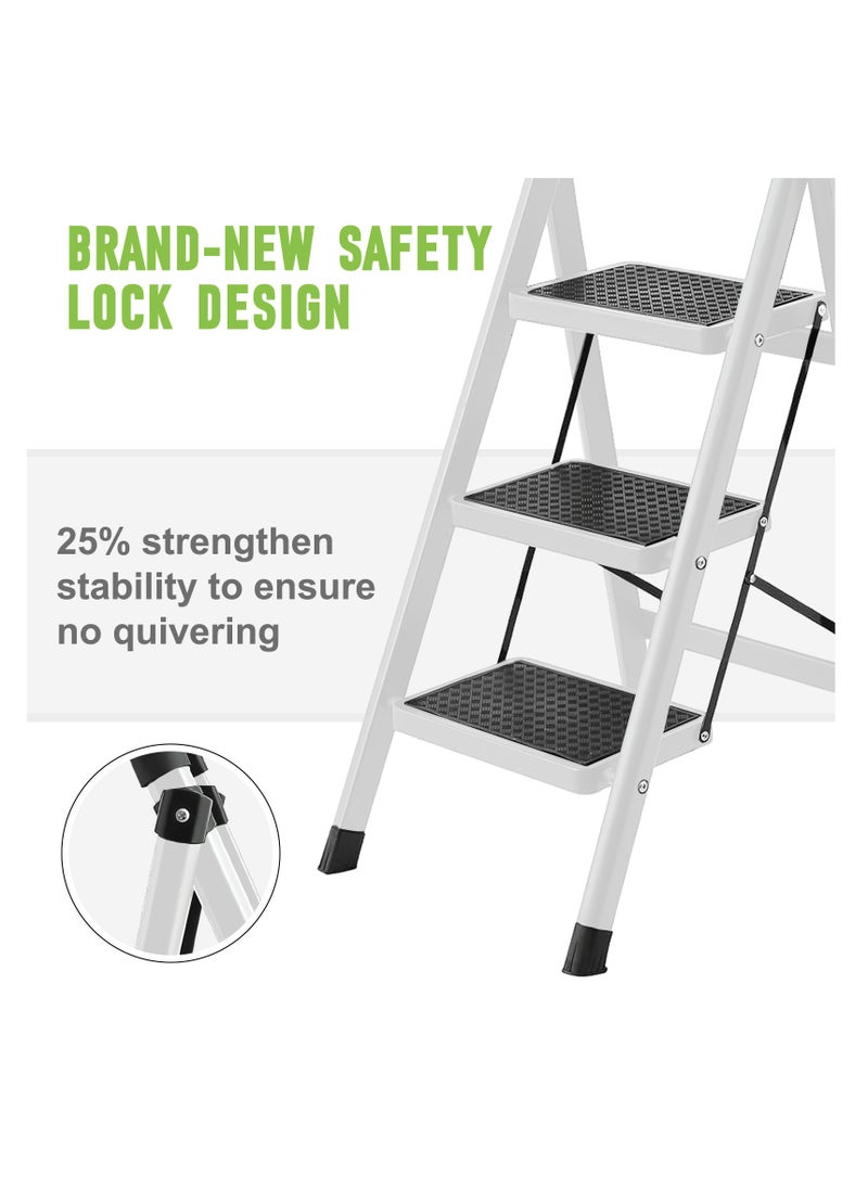 Bentifar - Sturdy 5-Step Folding Ladder with Tool Holder, Anti-Slip Pedal, Portable Iron Step Stool for Kitchen, Household, Indoor & Outdoor Use - Image 1