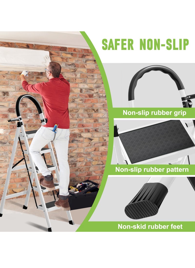 Bentifar - Sturdy 5-Step Folding Ladder with Tool Holder, Anti-Slip Pedal, Portable Iron Step Stool for Kitchen, Household, Indoor & Outdoor Use - Image 1