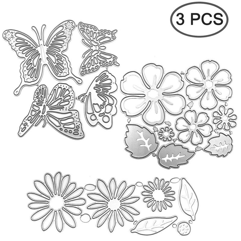 AFUNTA Metal Die Cuts Embossing Stencil Tool, 2 Sets Flower Leaves Shape 14 Styles 3D Die Cuts Stencil & 4 Pcs Butterfly Shape Cutting Dies for Album Decoration, Greeting Card DIY Craft Decoration - Image 2