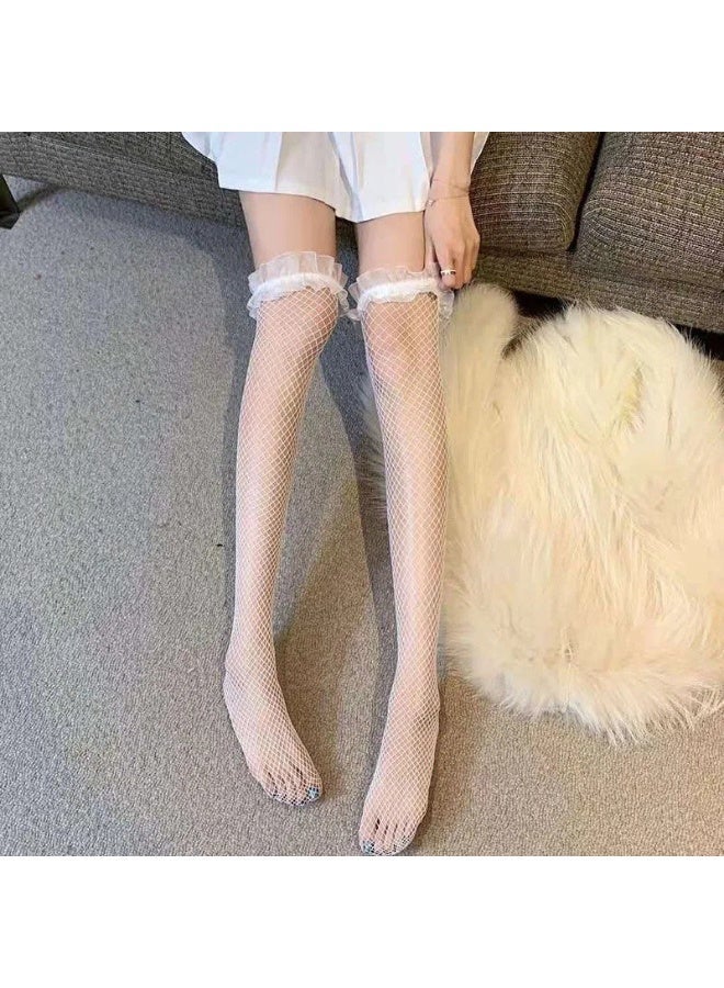 Women Sexy Fishnet Stockings Bow Lace Hollow Out Body Stockings Thigh High Over Knee Nylon Long Socks Hosiery Stockings - Image 5