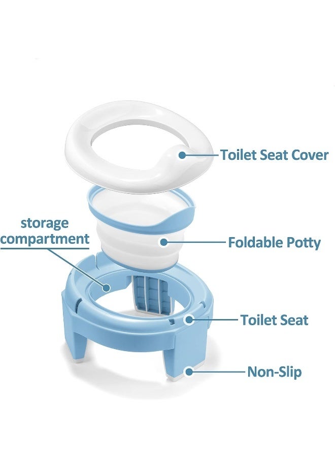MCGMITT Potty Training Toilet Seat for Toddlers Boys Girls, Portable Baby Toilet Folding Kids Potty Chair Cover with Splash Guard for Travel, Including 3 Non-Slip Feet and Storage Bag (Blue) - Image 4