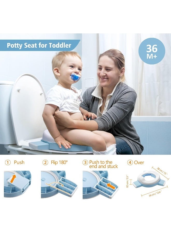 MCGMITT Potty Training Toilet Seat for Toddlers Boys Girls, Portable Baby Toilet Folding Kids Potty Chair Cover with Splash Guard for Travel, Including 3 Non-Slip Feet and Storage Bag (Blue) - Image 3