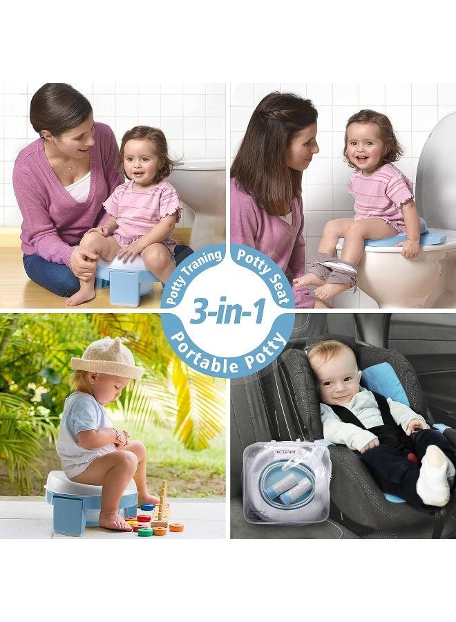 MCGMITT Potty Training Toilet Seat for Toddlers Boys Girls, Portable Baby Toilet Folding Kids Potty Chair Cover with Splash Guard for Travel, Including 3 Non-Slip Feet and Storage Bag (Blue) - Image 5