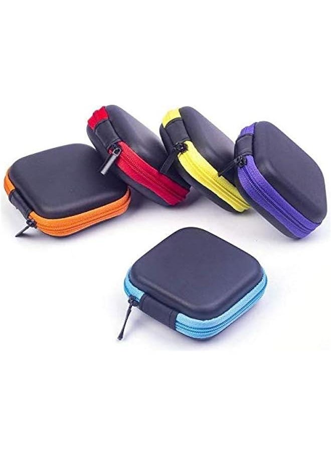 Generic 5 Pcs Square Shaped Carrying Mini Hard Case Storage Bag,Headset Earbuds Pouch Storage Bags (Color Random)  - Image 1
