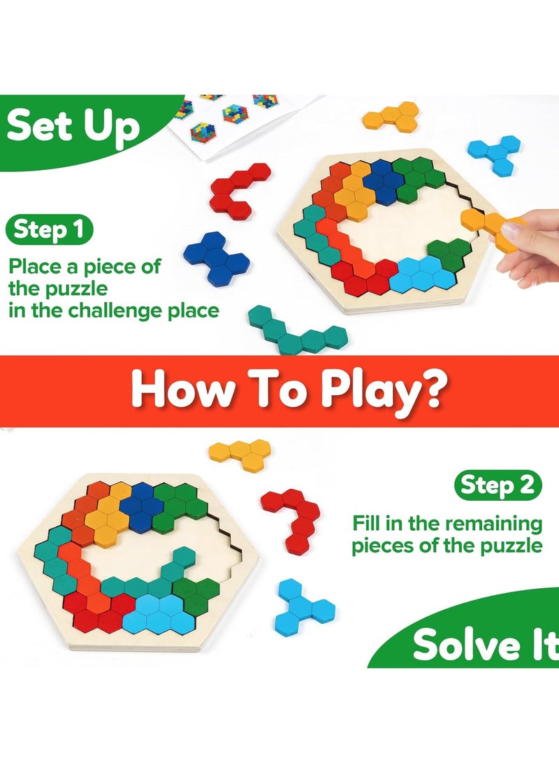 Wooden Brain Teaser Puzzles for Adults and Kids Boys Girls,Logic Brain Puzzles Games for Classroom  Party Times,Wooden Block Puzzle STEM Montessori Educatioanl Toys Gift for All Ages - Image 4