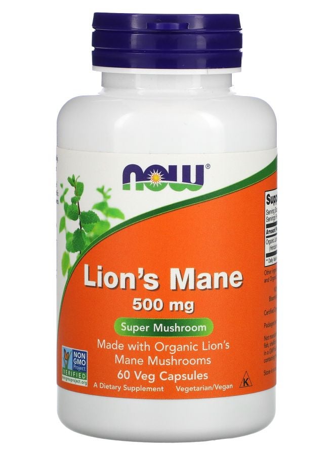 now Lion's Mane 500 mg 60 Veg Capsules