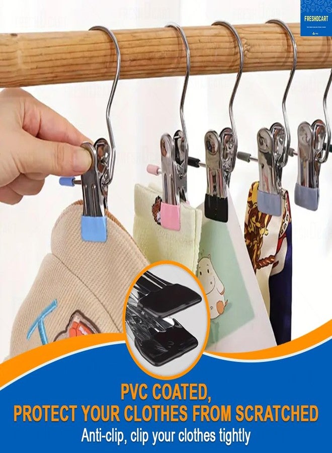 FreshDcart F733 Portable Stainless Steel Multipurpose Clip Hook Hangers - Ideal for Clothes, Garments, Glove, Shoe, Photos and Home Decoration (Pack of 6) - Image 4