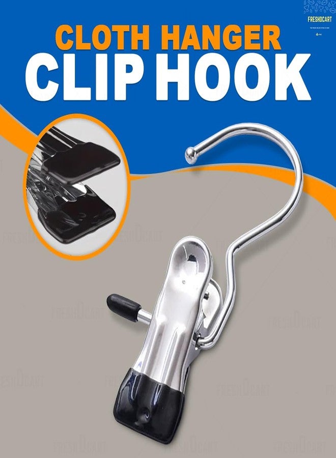 FreshDcart F733 Portable Stainless Steel Multipurpose Clip Hook Hangers - Ideal for Clothes, Garments, Glove, Shoe, Photos and Home Decoration (Pack of 6) - Image 2