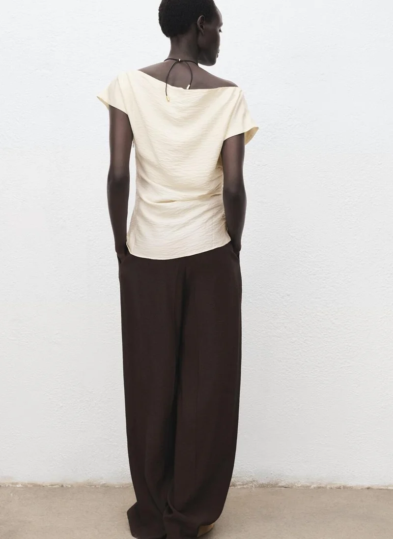 MANGO Modal blouse with asymmetrical collar