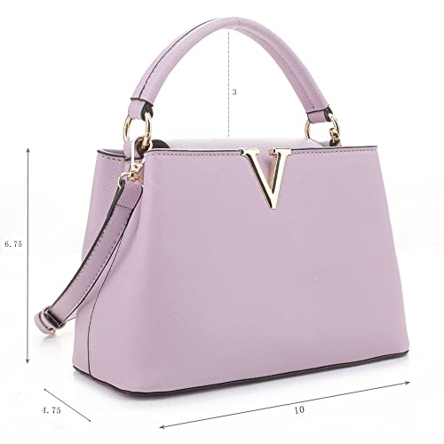 EVVE Women's Small Satchel Bag Classic Top Handle Purses Fashion Crossbody Handbags with Shoulder Strap | LILAC - Image 2