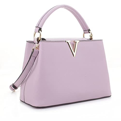 EVVE Women's Small Satchel Bag Classic Top Handle Purses Fashion Crossbody Handbags with Shoulder Strap | LILAC - Image 1