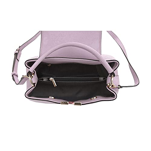 EVVE Women's Small Satchel Bag Classic Top Handle Purses Fashion Crossbody Handbags with Shoulder Strap | LILAC - Image 5