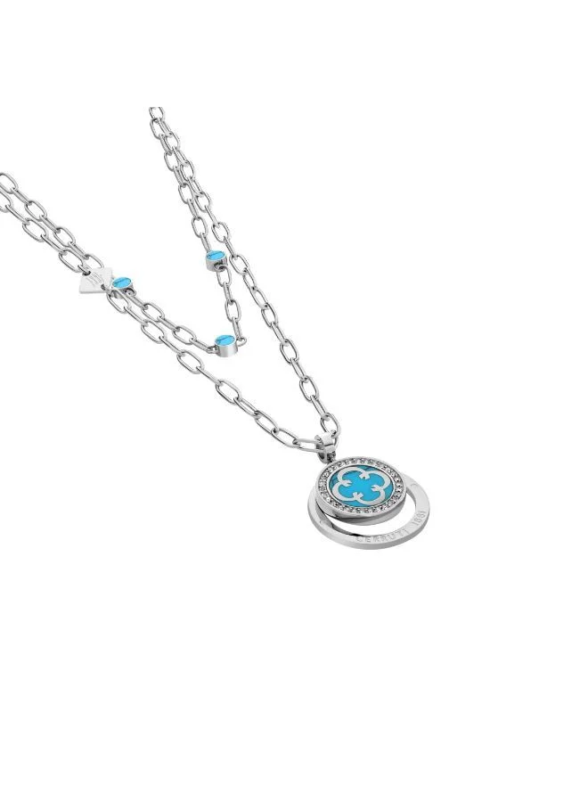 CERRUTI 1881  Onagrace Silver and Turquoise Crystals Necklace for Women | Best Price UAE