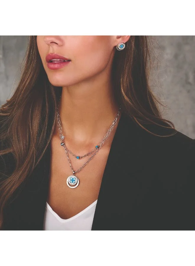 CERRUTI 1881  Onagrace Silver and Turquoise Crystals Necklace for Women | Best Price UAE