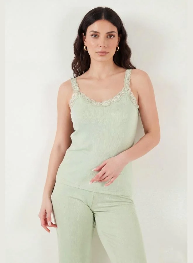 Lela  Lela Regular Fit Lace Detail Strappy Round Neck Pajama Set for Women PAJAMA SET 65770822 for Women | Best Price UAE