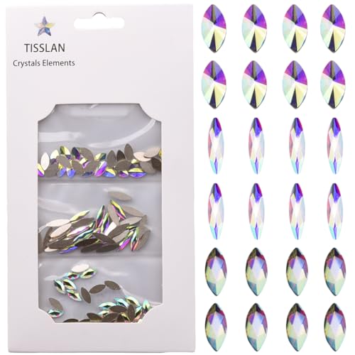 Tisslan 100pcs Crystal Ab Flatback Marquise Rhinestones 3D Nail Art Decoration 3 Designs Mix Sparkling Accessories - Image 2