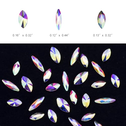 Tisslan 100pcs Crystal Ab Flatback Marquise Rhinestones 3D Nail Art Decoration 3 Designs Mix Sparkling Accessories - Image 5