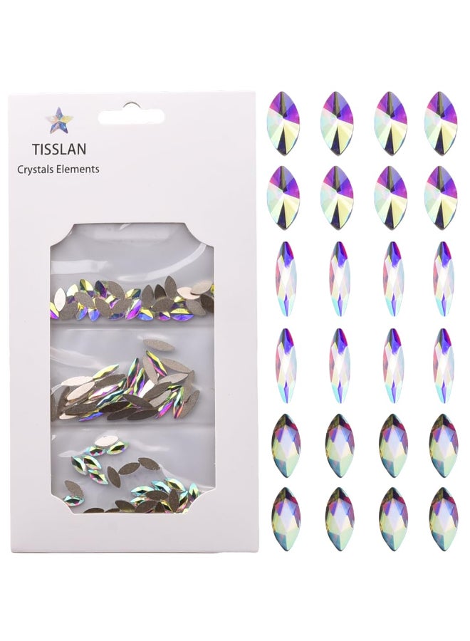 Tisslan 100pcs Crystal Ab Flatback Marquise Rhinestones 3D Nail Art Decoration 3 Designs Mix Sparkling Accessories - Image 3