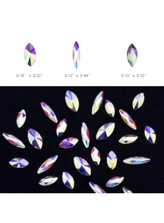 Tisslan 100pcs Crystal Ab Flatback Marquise Rhinestones 3D Nail Art Decoration 3 Designs Mix Sparkling Accessories - Image 4