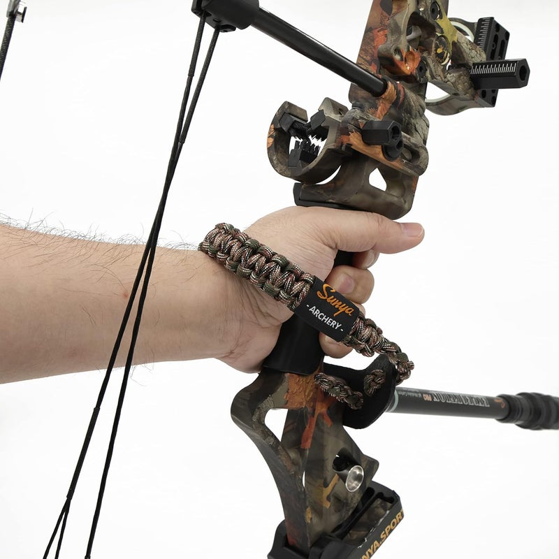 Sunya Archery Bow Wrist Sling, 550 Paracord Strap Comfortable on Hand.100% Full Grain Leather Yoke, Multiple Camo Colors.Fit Compound Bow Stabilizer & Recurve. - Image 5
