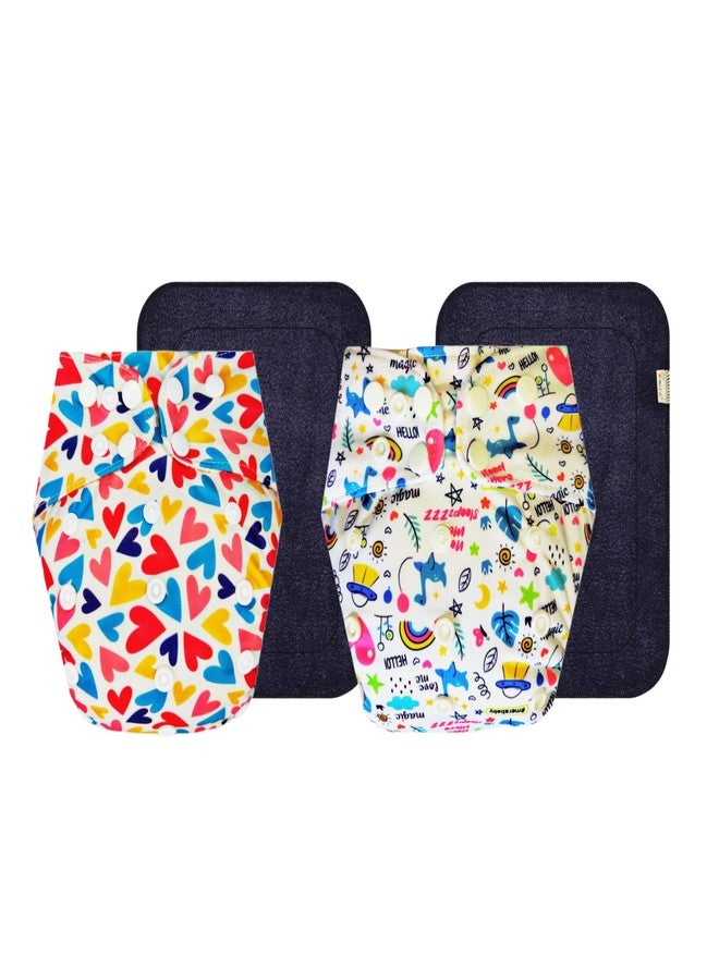 حفاضات قماشية فاخرة من دمبلدو مع حشوة سوداء (عبوة من قطعتين) | ناعمة ولطيفة | قابلة لإعادة الاستخدام والغسل | سريعة الجفاف | تغيير حفاضات بدون قلق | من 3 أشهر إلى 3 سنوات | للجنسين - Image 1