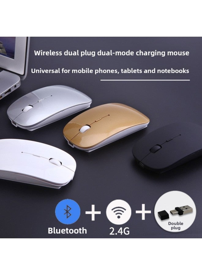 ماوس لاسلكي مزدوج الوضع مع رأس Type-C ورأس USB BT5.0 وبلوتوث - اللون: أسود - Image 2