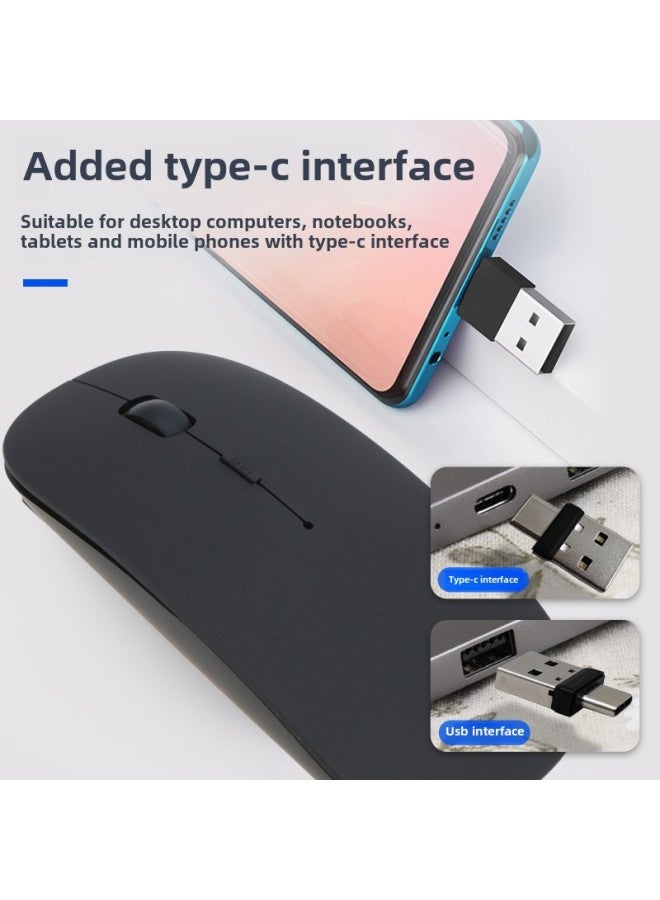 ماوس لاسلكي مزدوج الوضع مع رأس Type-C ورأس USB BT5.0 وبلوتوث - اللون: أسود - Image 3